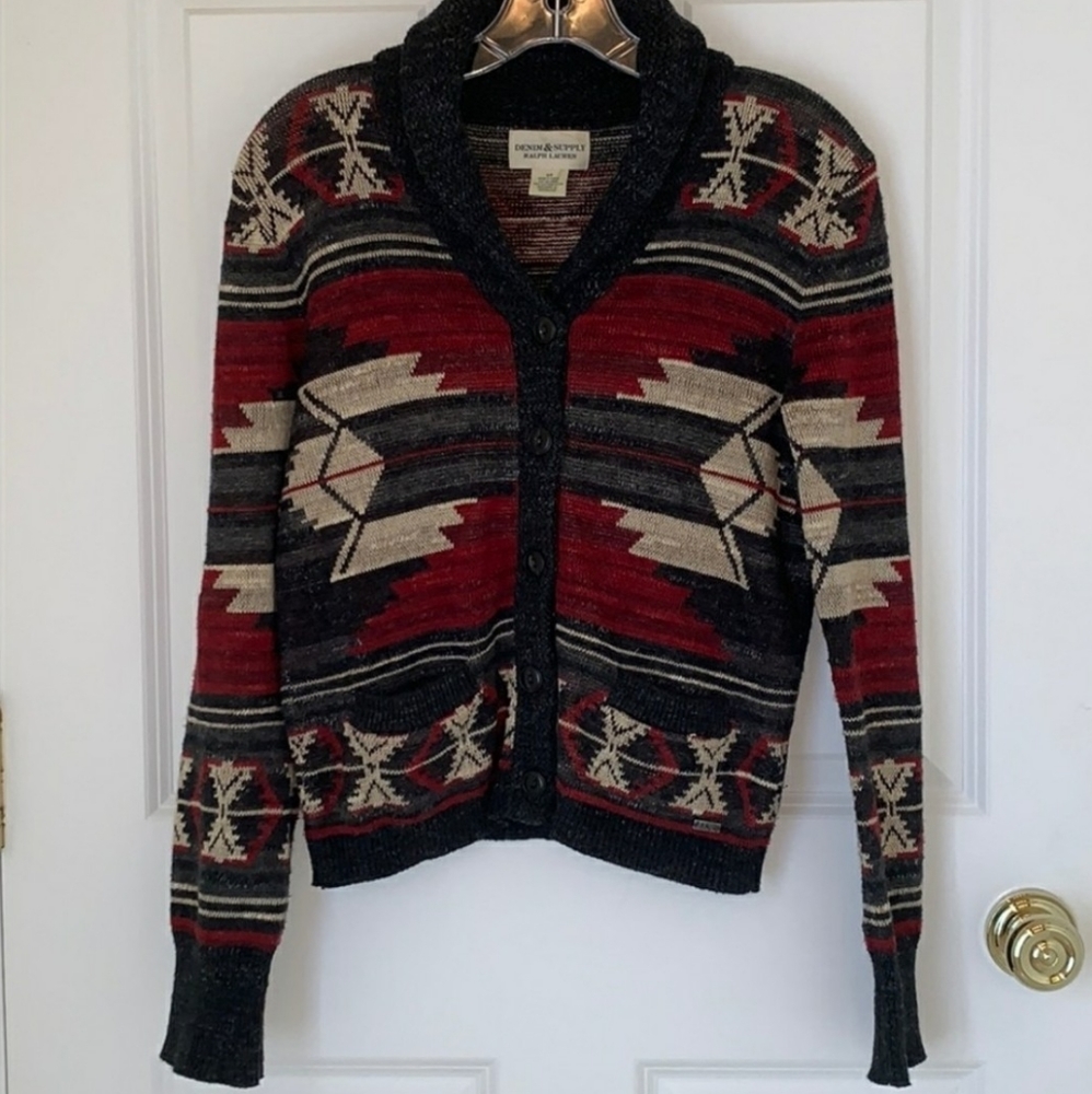 SOLD Ralph Lauren Denim & Supple Cardigan S Aztec